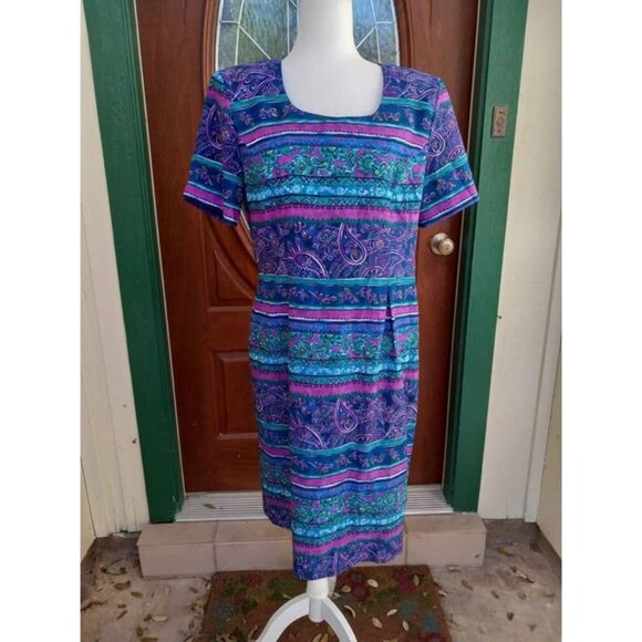 Vintage Sag Harbor Paisley Stripe Dress Size - Picture 1 of 6